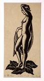 Artist: Wood, Rex. | Title: The bather | Date: c.1934 | Technique: linocut, printed in brown ink, from one block