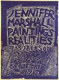 Artist: Marshall, Jennifer. | Title: Jennifer Marshall paintings realities. 35 Jackson St Toorak, 17 August -  September 5th 1991 | Date: 1991 | Technique: linocut, printed in purple ink, from one block