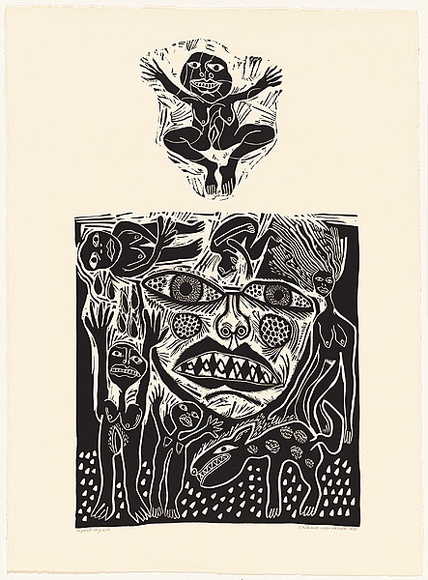 Artist: HANRAHAN, Barbara | Title: Infant joy | Date: 1988 | Technique: linocut, printed in black ink, from two blocks