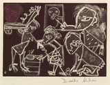 Artist: Allen, Davida | Title: The housewife's lament: Alone in time's prison | Date: 1991, July - September | Technique: aquatint, printed in black ink, from one plate; hand coloured