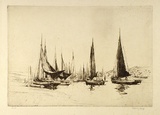 Artist: LONG, Sydney | Title: Fishing boats, Kings Lynn | Date: (1919) | Technique: etching | Copyright: Reproduced with the kind permission of the Ophthalmic Research Institute of Australia