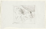 Artist: BOYD, Arthur | Title: (Mad woman with curtain, mirror and lovers) (variant V). | Date: 1970 | Technique: etching, printed in black ink, from one plate | Copyright: This work appears on screen courtesy of Bundanon Trust