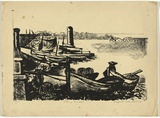 Artist: Cilento, Margaret. | Title: Fishing boats. | Date: 1954 | Technique: lithograph, printed in black ink, from one stone [or plate]