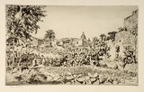 Artist: LINDSAY, Lionel | Title: Anacapri | Date: 1927 | Technique: etching, printed in warm black ink with plate-tone, from one plate | Copyright: Courtesy of the National Library of Australia