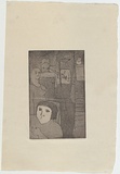 Artist: Barwell, Jennifer. | Title: (Bus ride). | Date: (1955) | Technique: etching and aquatint printed in black ink from 1 copper/zinc plate