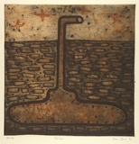 Artist: Bowen, Dean. | Title: Periscope | Date: 1991 | Technique: etching, printed in brown, orange and black ink, from three plates