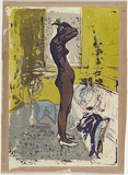 Artist: Seidel, Brian | Title: Disrobing | Date: 1959 | Technique: lithograph, printed in colour, from multiple stones [or plates] | Copyright: This work appears on screen courtesy of the artist and copyright holder