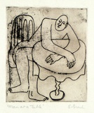 Artist: Brash, Barbara. | Title: Man at a table. | Date: c.1953 | Technique: etching