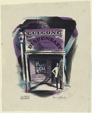 Artist: Jack, Kenneth. | Title: Dr Zimmler's Dispensary | Date: 1953 | Technique: lithograph, printed in colour, from three zinc plates | Copyright: © Kenneth Jack. Licensed by VISCOPY, Australia
