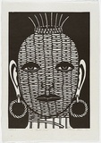 Artist: Klein, Deborah. | Title: Basket face | Date: 1997 | Technique: linocut, printed in black ink, from one block