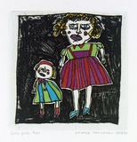 Artist: HANRAHAN, Barbara | Title: Little girls | Date: 1988 | Technique: etching, printed in black ink with plate-tone, from one plate, hand-coloured