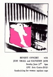 Artist: Alder, Alison. | Title: Benefit concert with Judy Small and Salvation Jane ... ANU Arts Centre. | Date: 1981 | Technique: screenprint, printed in colour, from two stencils
