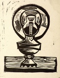 Artist: Barwell, Geoff. | Title: (The lamp). | Date: (1955) | Technique: linocut, printed in black ink, from one block