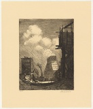 Artist: Rawling, Charles W. | Title: The cooling tower | Date: 1925 | Technique: etching and foul biting, printed in black ink with plate-tone, from one plate