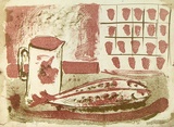 Artist: Grieve, Robert. | Title: Still life | Date: 1954 | Technique: lithograph, printed in colour from two stones