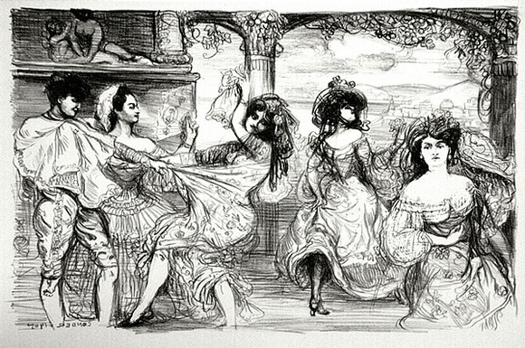 Artist: CONDER, Charles | Title: Fantaisie Espagnole. | Date: 1905 | Technique: transfer-lithograph, printed in black ink, from one stone Artist: CONDER, Charles | Title: Fantaisie Espagnole. | Date: 1905 | Technique: transfer-lithograph, printed in black ink, from one stone