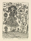 Artist: HANRAHAN, Barbara | Title: Girl with flowers | Date: 1991 | Technique: etching, printed in black ink with plate-tone, from one plate