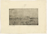 Artist: WILLIAMS, Fred | Title: Dog and landscape. | Date: 1955-56 | Technique: etching, drypoint, aquatint, printed in black ink with plate-tone, from one zinc plate | Copyright: © Fred Williams Estate