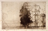 Artist: LONG, Sydney | Title: Landscape, Gosford | Date: 1928, before | Technique: line-etching, printed in brown ink from one copper plate | Copyright: Reproduced with the kind permission of the Ophthalmic Research Institute of Australia
