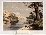 Artist: Angas, George French. | Title: The River Murray above Moorundie. | Date: 1846-47 | Technique: lithograph, printed in colour, from multiple stones; varnish highlights by brush