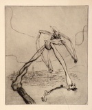 Artist: Graham, Geoffrey. | Title: Striding bone figure | Date: 1938 | Technique: etching, printed in black ink, from one plate
