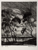 Artist: McDonald, Sheila. | Title: Wind | Date: 1930s | Technique: etching, aquatint printed in green ink with plate-tone