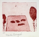 Artist: Dougal, Martin. | Title: (Trees) | Date: 1986 | Technique: etching and aquatint, printed in red ink, from one plate