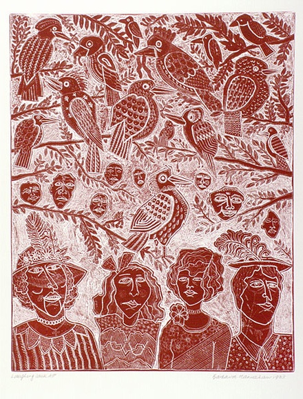 Artist: HANRAHAN, Barbara | Title: Laughing Jack | Date: 1983 | Technique: relief-etching, printed in red ink, from one plate