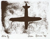 Artist: Bowen, Dean. | Title: not titled (aeroplane) | Date: 1992 | Technique: etching, printed in black ink, from one block