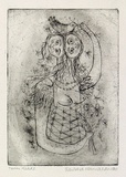 Artist: HANRAHAN, Barbara | Title: Twin heads | Date: 1960 | Technique: etching, printed in black ink with plate-tone, from one plate
