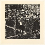 Artist: Harding, Nicholas. | Title: not titled [man with milkshake] | Date: 2004 | Technique: etching, aquatint, sugar-lift and open-bite, printed in black ink, from one plate