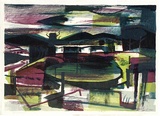 Artist: Jack, Kenneth. | Title: Lysterfield landscape | Date: 1960 | Technique: lithograph, printed in colour, from five zinc plates | Copyright: © Kenneth Jack. Licensed by VISCOPY, Australia