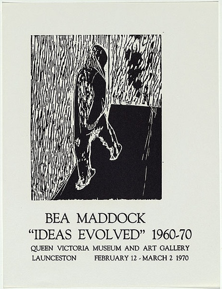 Artist: MADDOCK, Bea | Title: Exhibition poster: Bea Maddock Ideas evolved 1960-70 | Date: 1970 | Technique: process block and letterpress Artist: MADDOCK, Bea | Title: Exhibition poster: Bea Maddock Ideas evolved 1960-70 | Date: 1970 | Technique: process block and letterpress