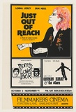 Artist: MACKINOLTY, Chips | Title: Just out of reach. A film by Linda Bragg... Filmmakers Cinema. | Date: 1979 | Technique: screenprint, printed in colour, from three stencils