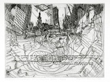 Artist: Rooney, Elizabeth. | Title: 13th October 1989, a view from Pitt and Park Streets | Date: 1989-90 | Technique: etching and aquatint, printed in black ink with plate-tone, from one  zinc plate