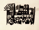Artist: Barwell, Geoff. | Title: (Millhands). | Date: (1955) | Technique: linocut, printed in black ink, from one block