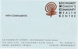 Artist: REDBACK GRAPHIX | Title: Notesize letterhead: Leichhardt Women's Community Health Centre | Date: c1990 | Technique: offset-lithograph, printed in black and brown ink