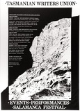 Artist: ARNOLD, Raymond | Title: Tasmanian writers union, events, performances, Salamanca festival. | Date: 1984 | Technique: screenprint, printed in black ink, from one stencil