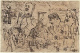 Artist: Simon, Bruno. | Title: Hitler still speaks Let not an evil speaker be established in the earth: evil shall hunt the violent man to overthrow him Psalm 140. | Date: 1945 | Technique: monotype, printed in brown ink, from one plate