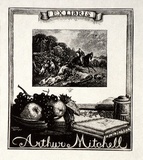 Artist: LINDSAY, Lionel | Title: Book plate: Arthur Mitchell | Date: 1948, November | Technique: wood-engraving, printed in black ink, from one block | Copyright: Courtesy of the National Library of Australia