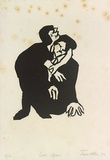 Artist: Allen, Joyce. | Title: Love affair. | Date: 1971 | Technique: linocut, printed in black ink, from one block