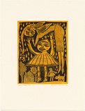 Artist: HANRAHAN, Barbara | Title: Fallen angel | Date: 1989 | Technique: etching, printed in colour, from two plates in black and yellow ink