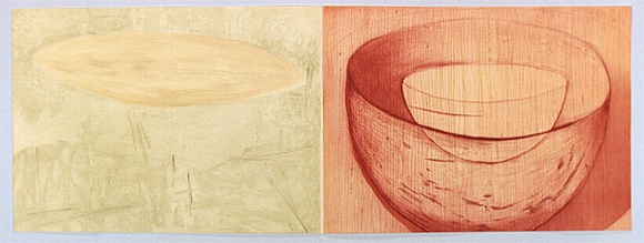 Artist: McConchie Barbara. | Title: Page 27 the bowl becomes known | Date: 1994 - 1995 | Technique: monotype, printed in colour, from multiple plates