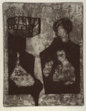 Artist: Anceschi, Eros. | Title: not titled [2 figures] | Date: 1992 | Technique: etching, printed in black ink with plate-tone, from one plate