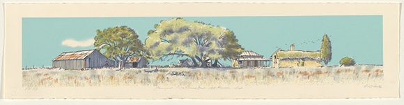 Artist: Walls, Bill. | Title: Farmyard lake terrace East Mt. Gambier. | Date: 1986 | Technique: screenprint, printed in colour, from eight stencils