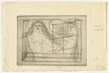 Artist: HANRAHAN, Barbara | Title: At the window | Date: 1960 | Technique: etching, printed in black ink, from one plate