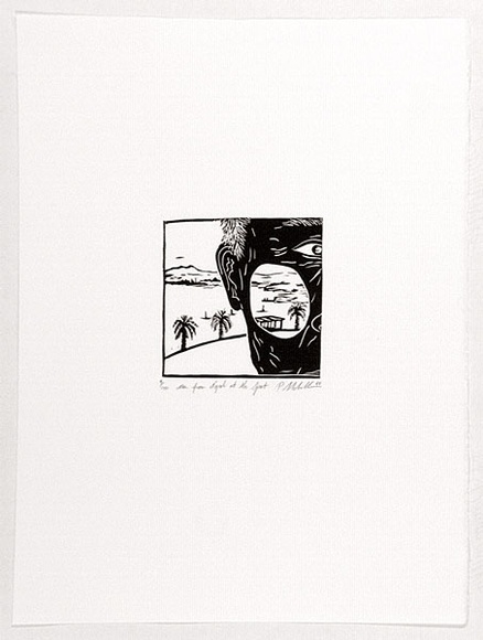 Artist: SCHILLIER, Paul | Title: Man from Nepal at the spot. | Date: 1988 | Technique: linocut, printed in black ink, from one block