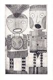 Artist: MUNGATOPI, Maryanne | Title: Murrukupwara and malakaninga | Date: 1997, July | Technique: etching, printed in black ink with plate-tone, from one plate