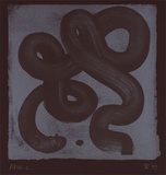Artist: Danaher, Suzanne. | Title: not titled [black swirl on white and black background] | Date: 1998 | Technique: lithograph, printed in white ink, from one stone