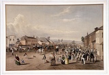 Title: The departure of Captain Sturt | Date: 1846-47 | Technique: lithograph, printed in colour, from multiple stones; varnish highlights by brush